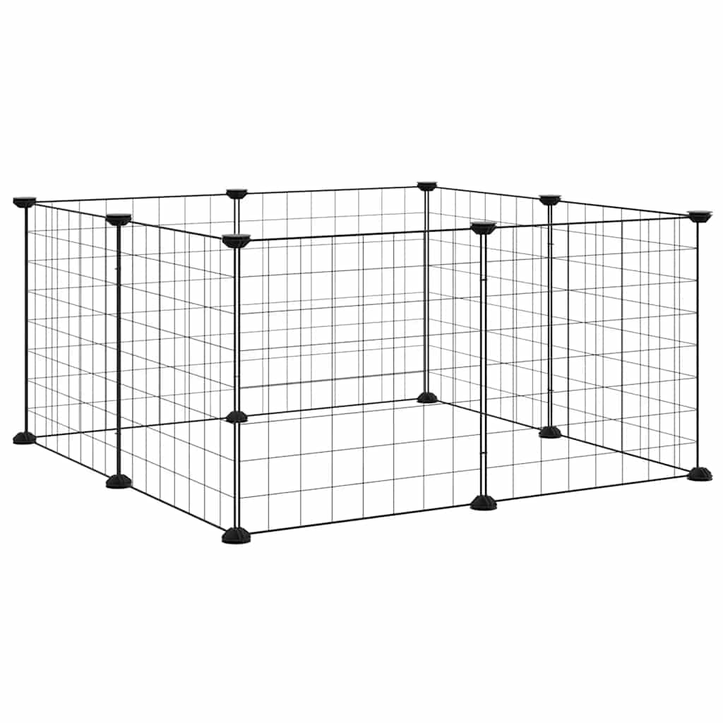 vidaXL Pet Playpen with 8 Panels, Black, 35x35 cm, Steel