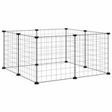 vidaXL Pet Playpen with 8 Panels, Black, 35x35 cm, Steel