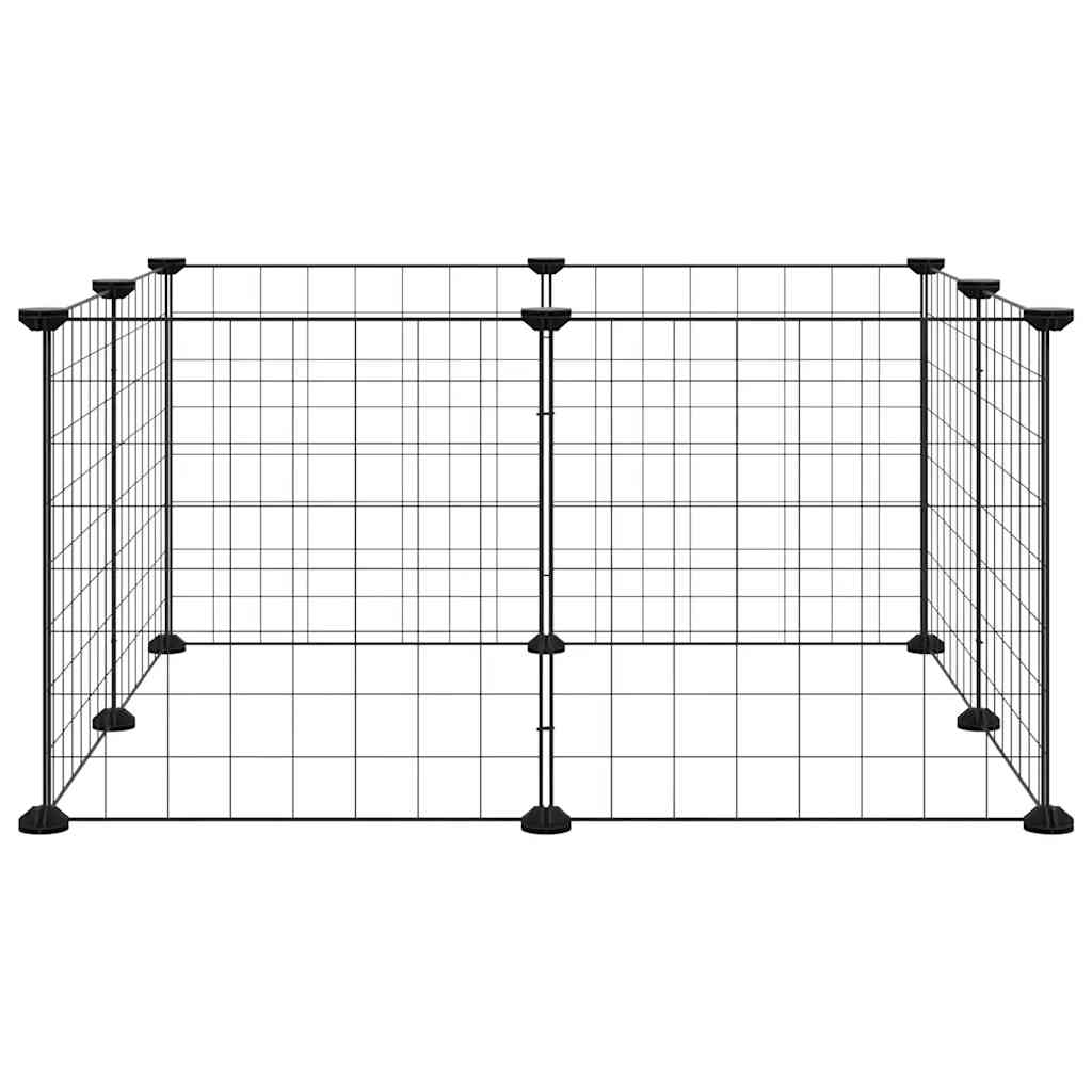 vidaXL Pet Playpen with 8 Panels, Black, 35x35 cm, Steel