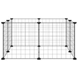 vidaXL Pet Playpen with 8 Panels, Black, 35x35 cm, Steel