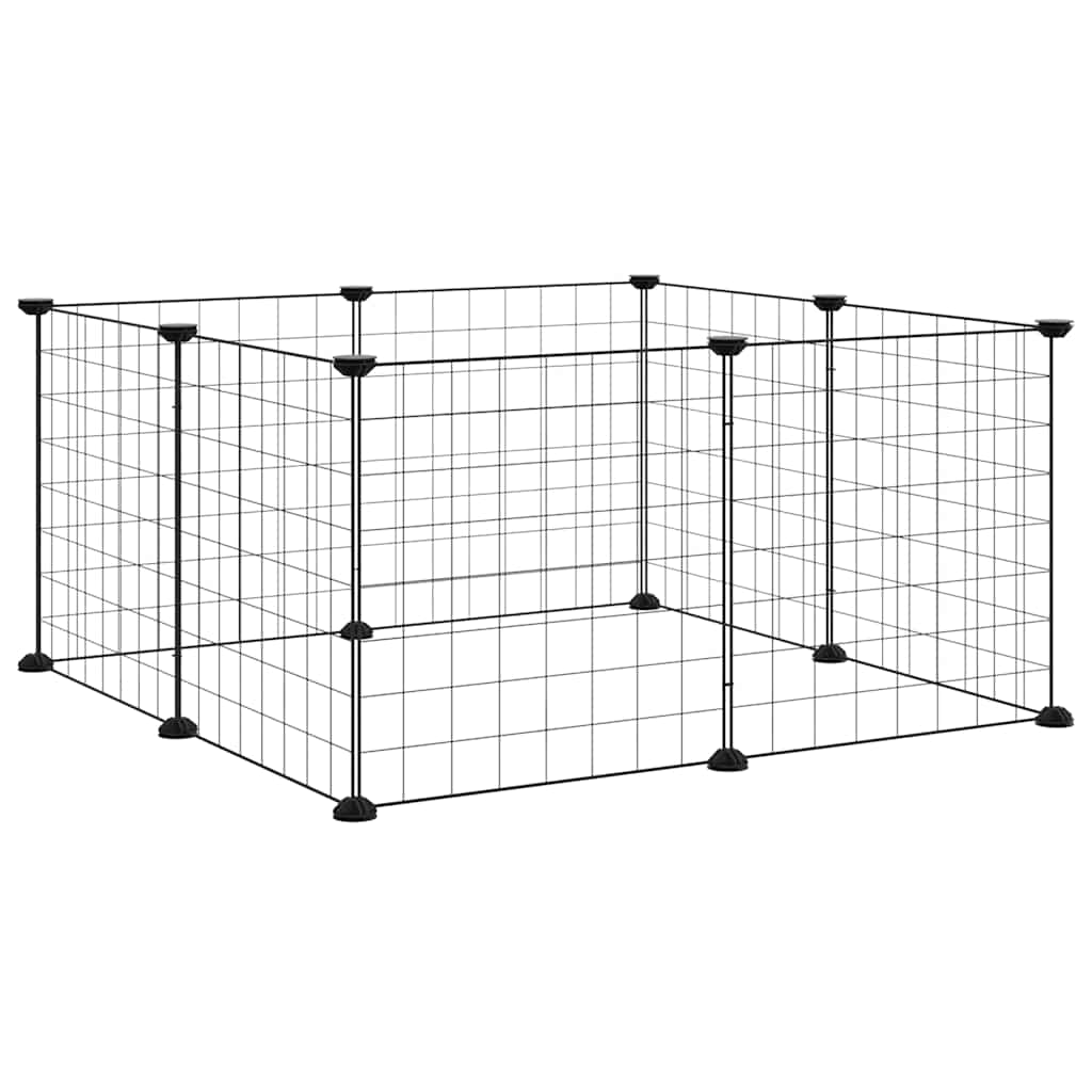 vidaXL Pet Playpen with 8 Panels, Black, 35x35 cm, Steel