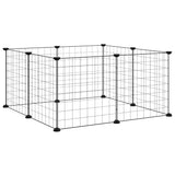 vidaXL Pet Playpen with 8 Panels, Black, 35x35 cm, Steel