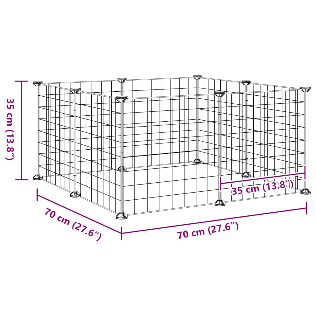 vidaXL Pet Playpen with 8 Panels, Black, 35x35 cm, Steel