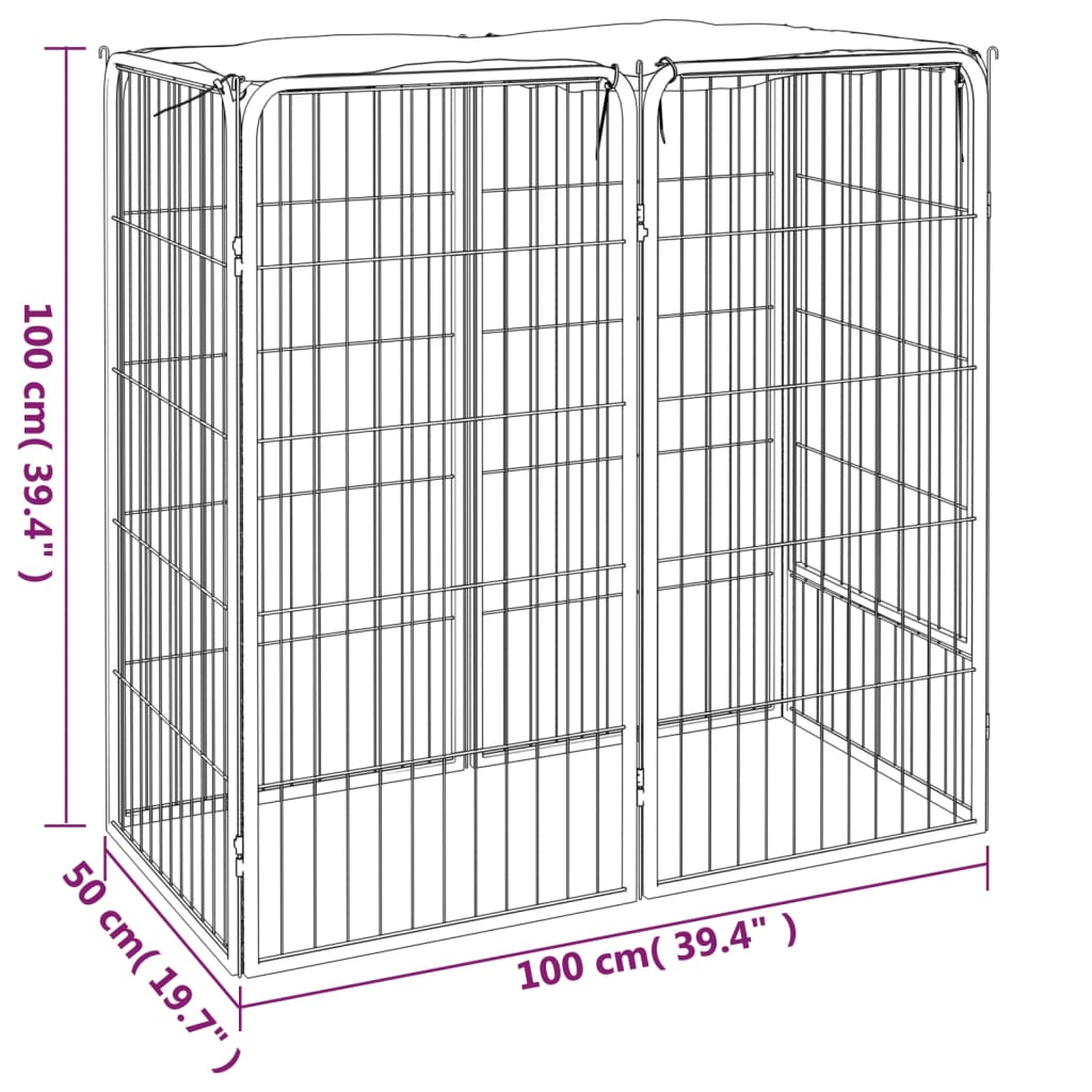 vidaXL Dog Kennel 6 Panels 50 x 100 cm Powder-Coated Steel Black