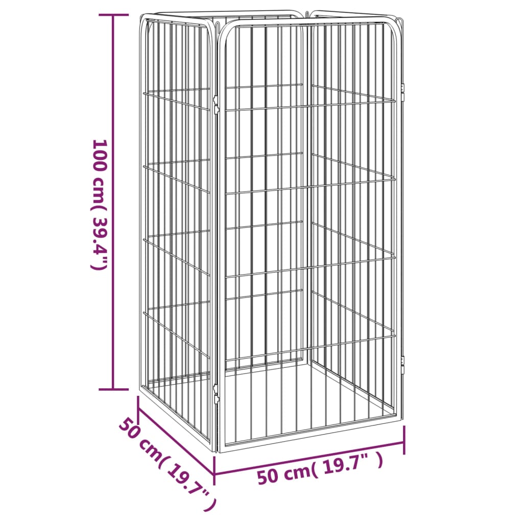 vidaXL Dog Kennel 4 Panels 50x100 cm Powder-Coated Steel Black