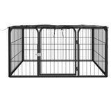 vidaXL Dog Kennel 4 Panels 100x50 cm Powder-Coated Steel Black