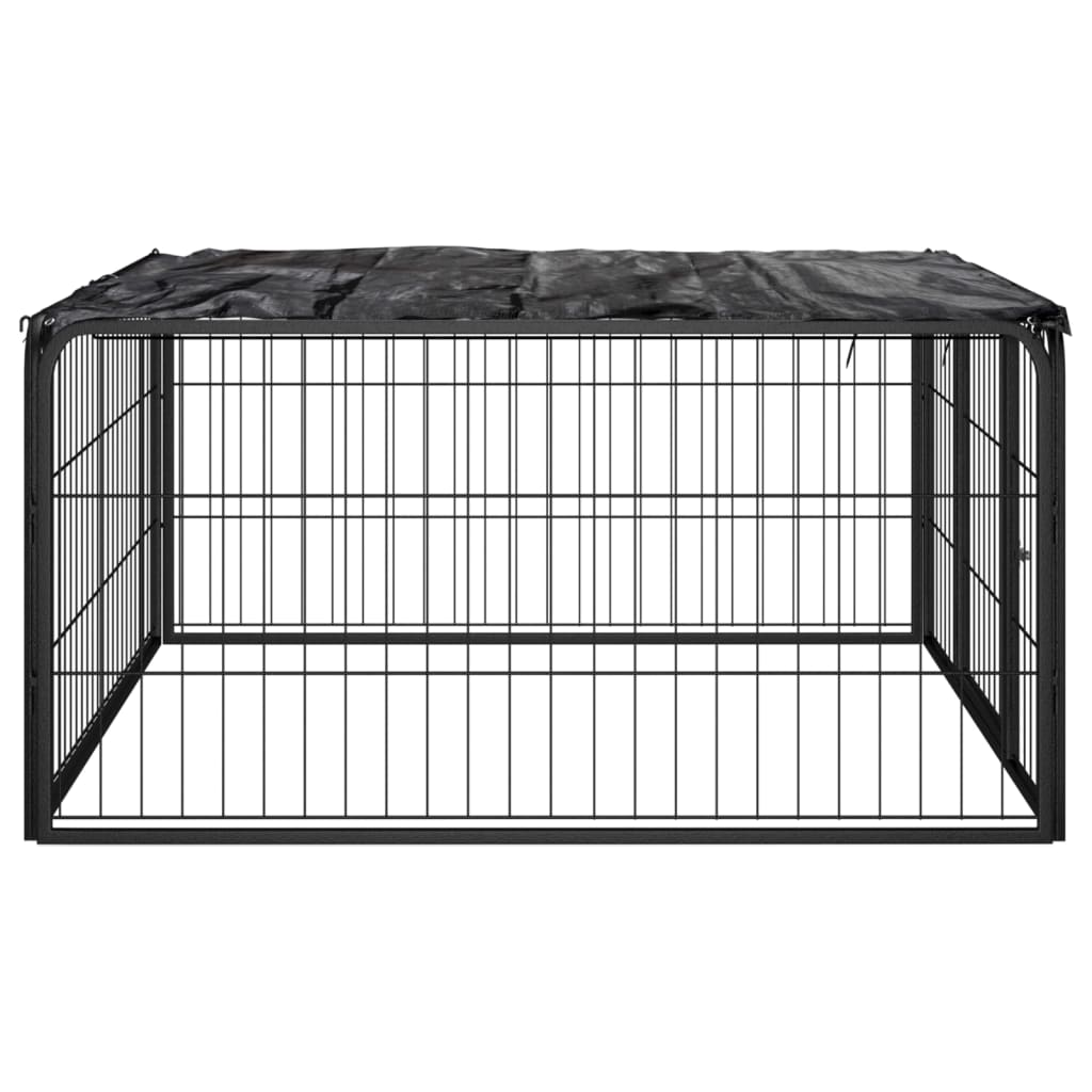 vidaXL Dog Kennel 4 Panels 100x50 cm Powder-Coated Steel Black