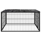 vidaXL Dog Kennel 4 Panels 100x50 cm Powder-Coated Steel Black