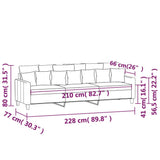 vidaXL Driezitsbank 210 cm stof lichtgrijs