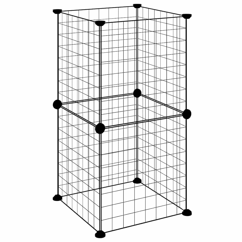 vidaXL Huisdierenkooi met 8 panelen 35x35 cm staal zwart