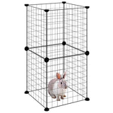 vidaXL Huisdierenkooi met 8 panelen 35x35 cm staal zwart