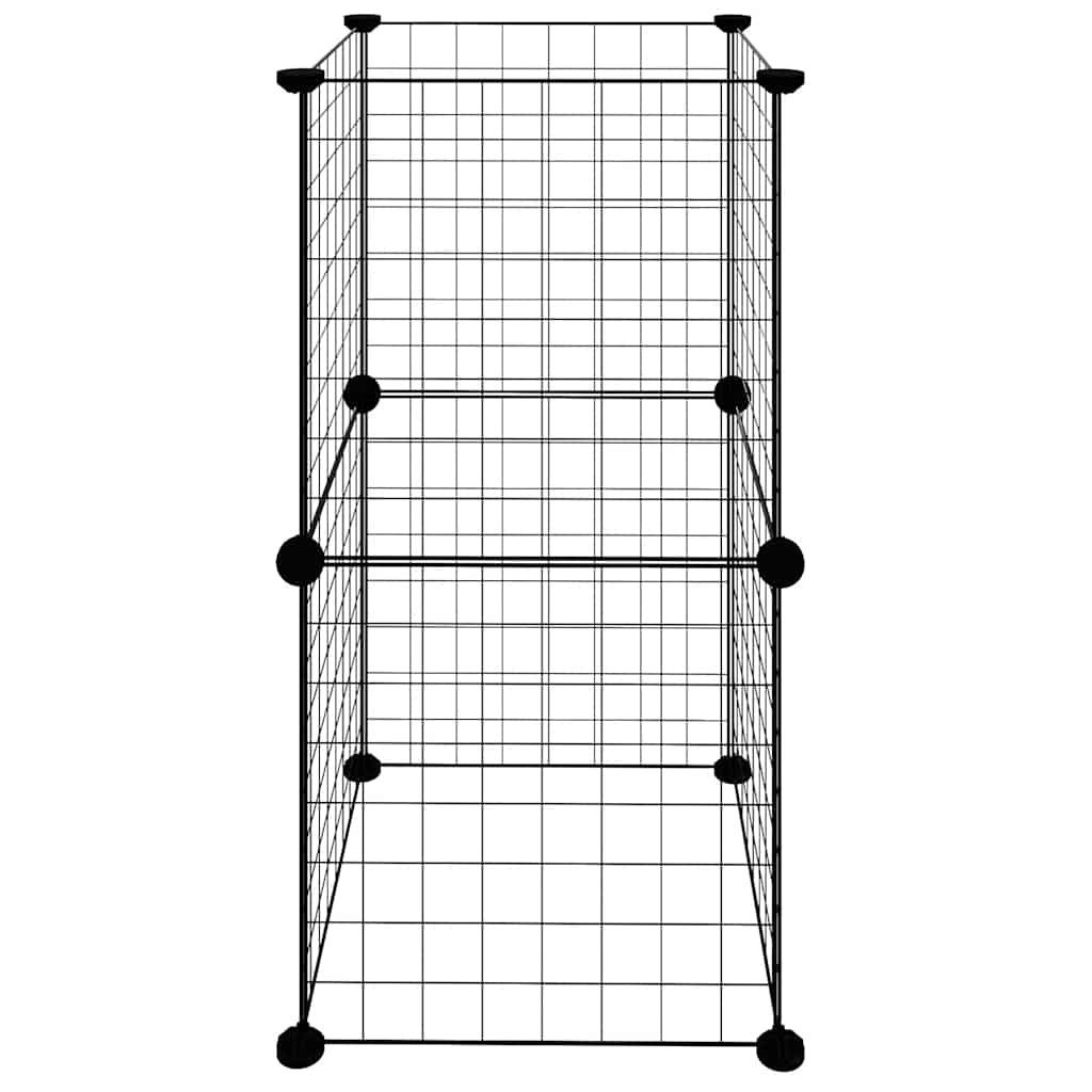 vidaXL Huisdierenkooi met 8 panelen 35x35 cm staal zwart