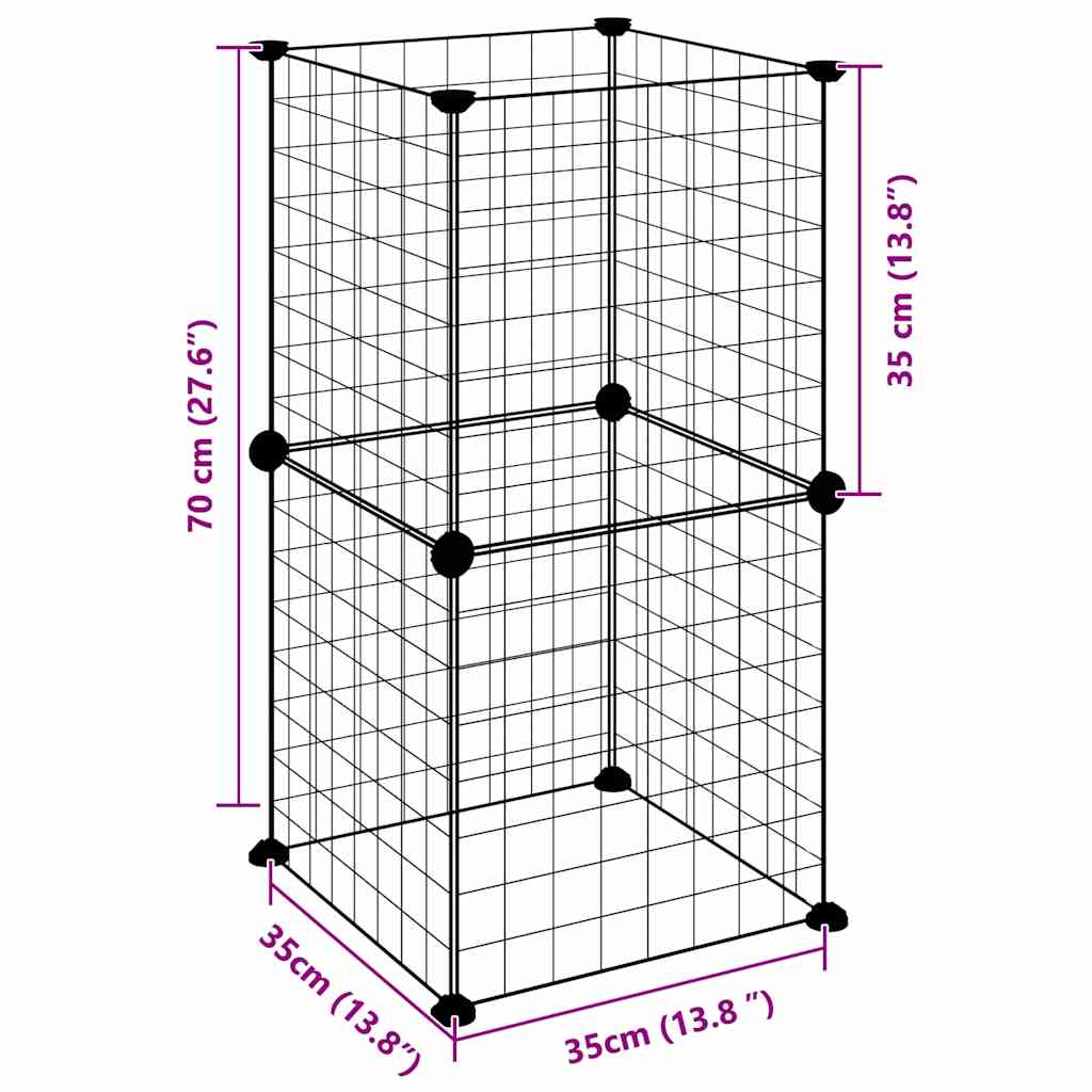 vidaXL Huisdierenkooi met 8 panelen 35x35 cm staal zwart