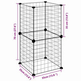 vidaXL Huisdierenkooi met 8 panelen 35x35 cm staal zwart