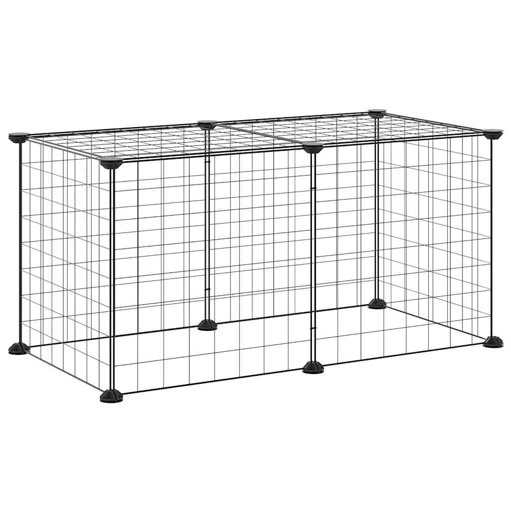 vidaXL Huisdierenkooi met 8 panelen 35x35 cm staal zwart