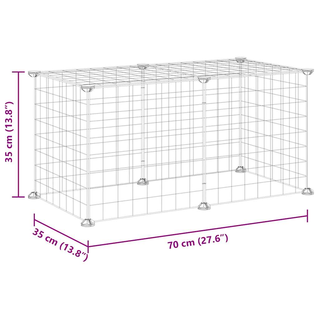 vidaXL Huisdierenkooi met 8 panelen 35x35 cm staal zwart
