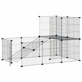 vidaXL Pet Cage with Door 20 Panels 35x35 cm Steel Black