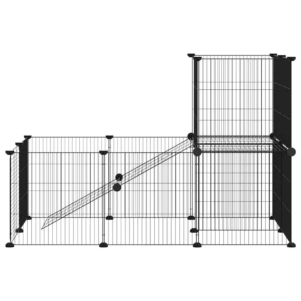 vidaXL Pet Cage with Door 20 Panels 35x35 cm Steel Black