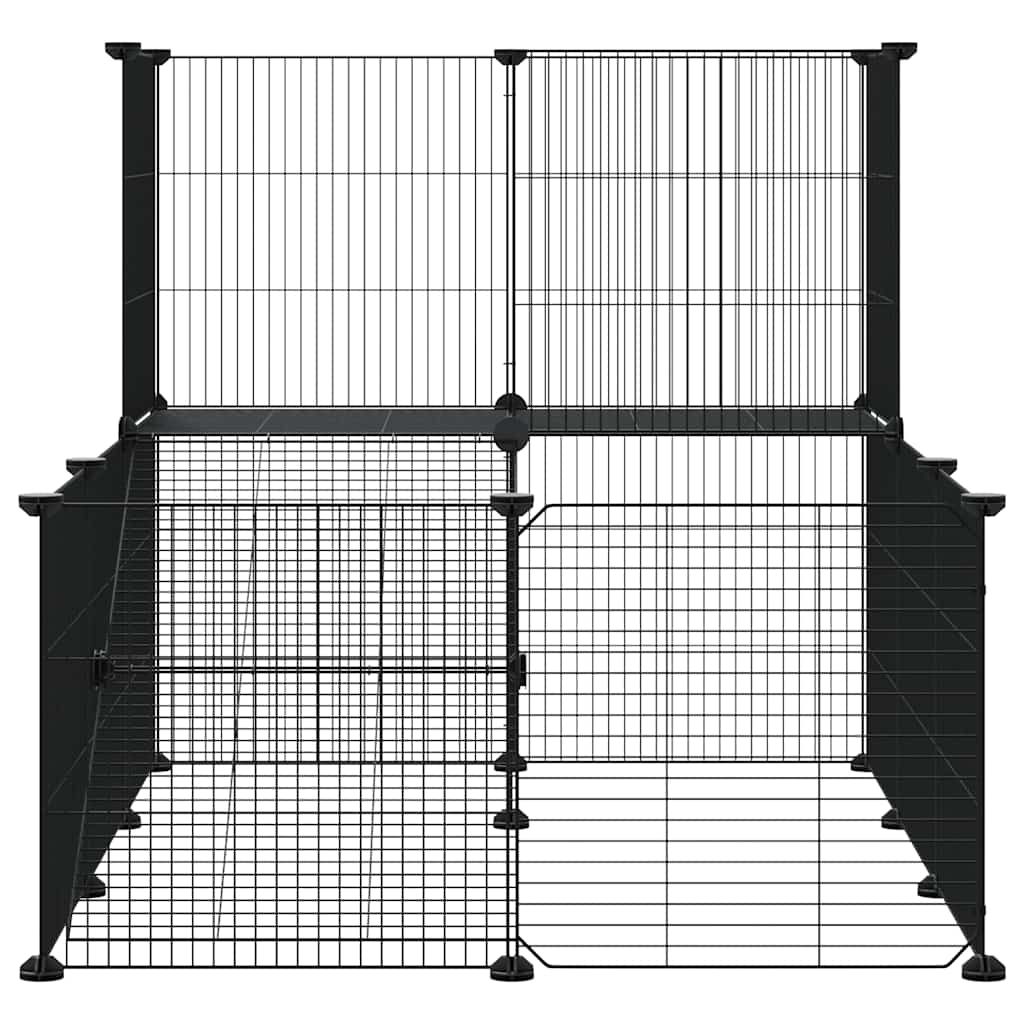 vidaXL Pet Cage with Door 20 Panels 35x35 cm Steel Black