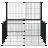 vidaXL Pet Cage with Door 20 Panels 35x35 cm Steel Black