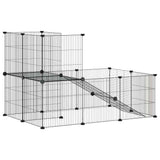 vidaXL Pet Cage with Door 20 Panels 35x35 cm Steel Black