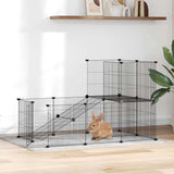 vidaXL Pet Cage with Door 20 Panels 35x35 cm Steel Black
