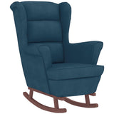 vidaXL Schommelstoel met oorleuning fluweel massief hout blauw