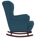 vidaXL Schommelstoel met oorleuning fluweel massief hout blauw