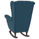 vidaXL Schommelstoel met oorleuning fluweel massief hout blauw