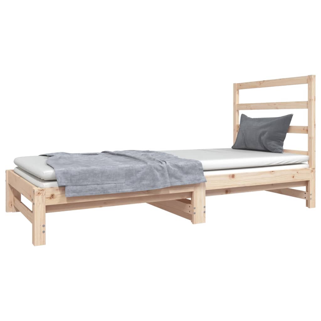 vidaXL Slaapbank uitschuifbaar massief grenenhout 2x(90x190) cm