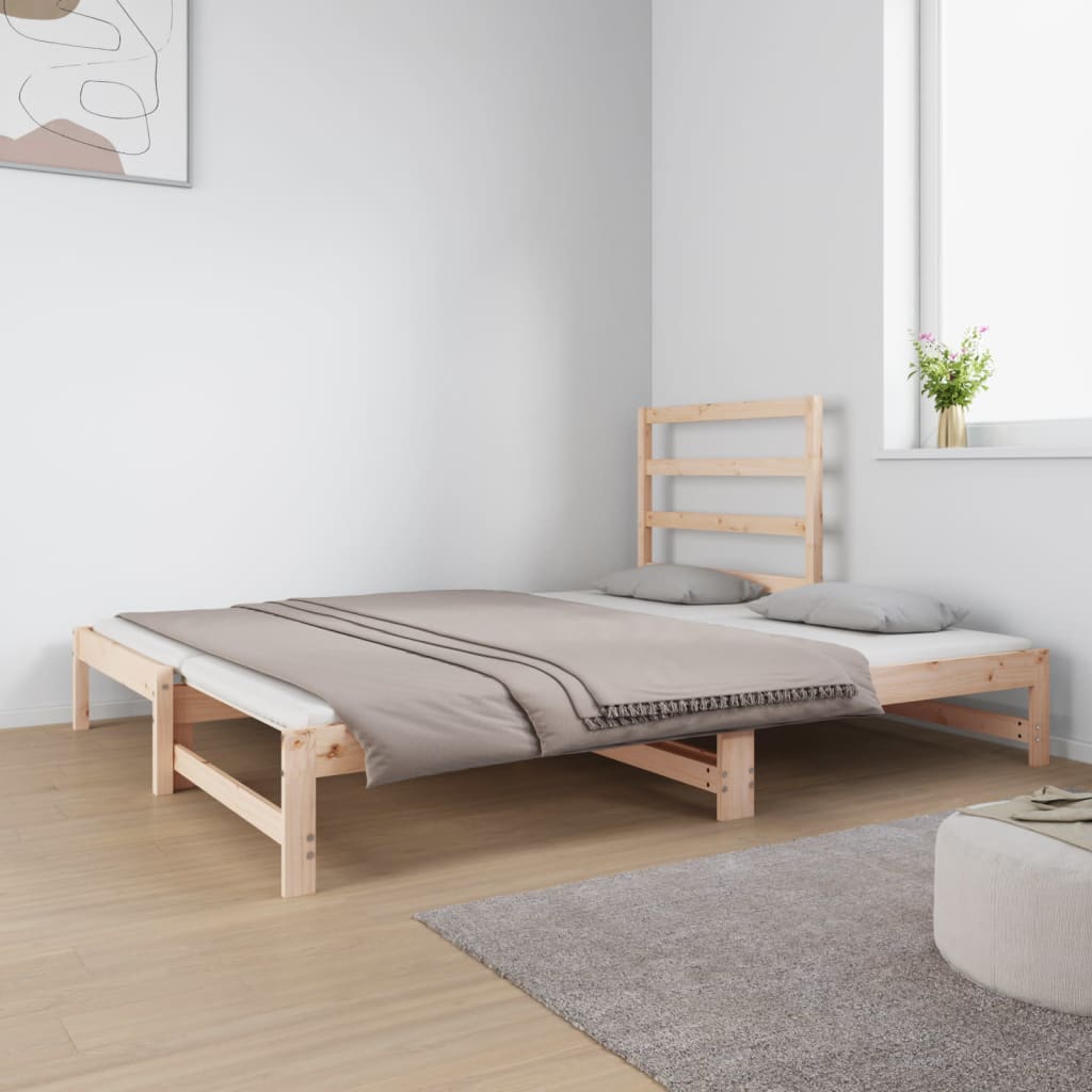 vidaXL Slaapbank uitschuifbaar massief grenenhout 2x(90x190) cm