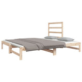 vidaXL Slaapbank uitschuifbaar massief grenenhout 2x(90x190) cm
