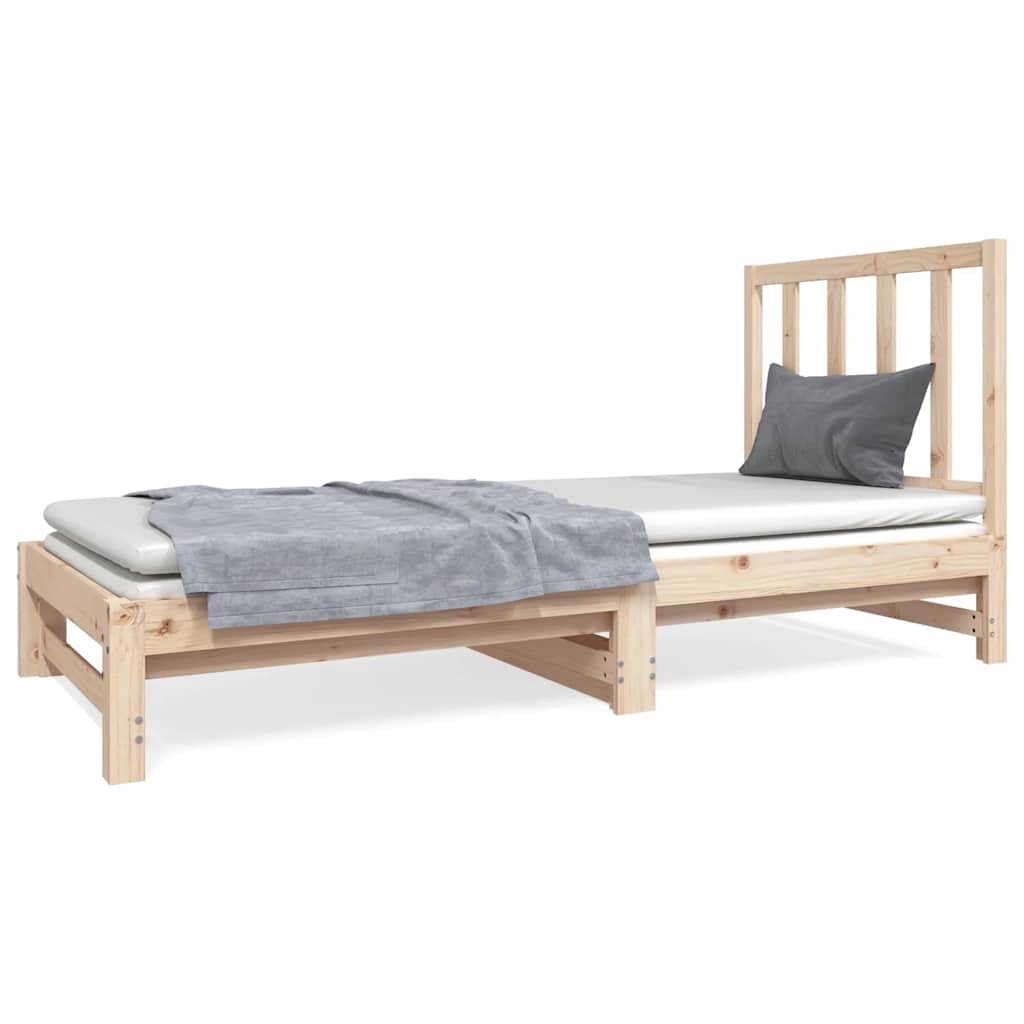 vidaXL Slaapbank uitschuifbaar massief grenenhout 2x(90x190) cm