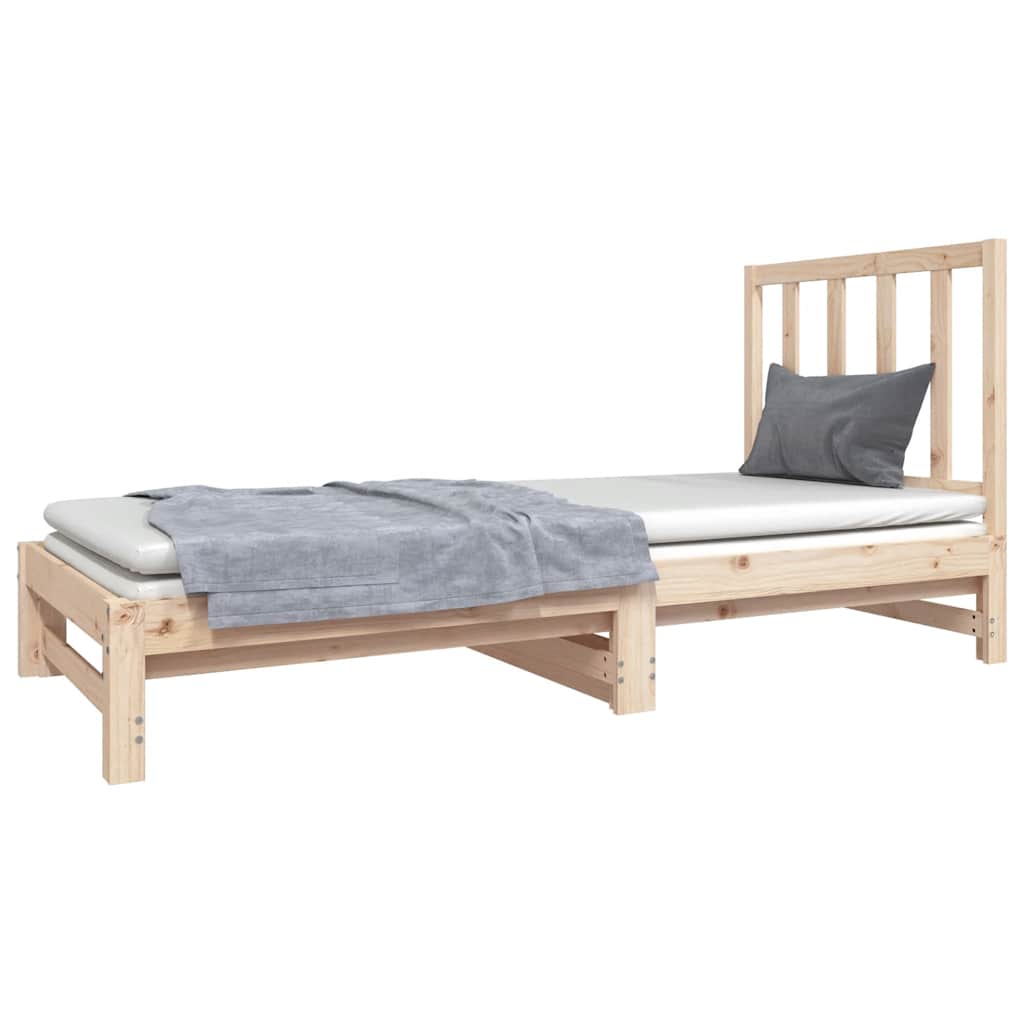 vidaXL Slaapbank uitschuifbaar massief grenenhout 2x(90x190) cm