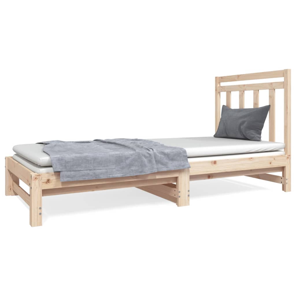 vidaXL Slaapbank uitschuifbaar massief grenenhout 2x(90x190) cm