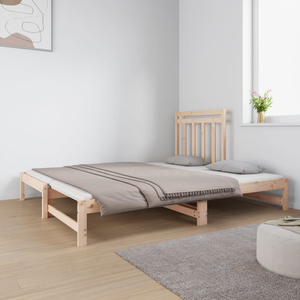 vidaXL Slaapbank uitschuifbaar massief grenenhout 2x(90x190) cm