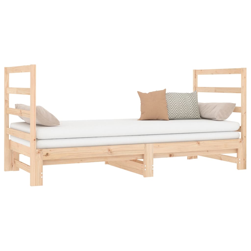 vidaXL Slaapbank uitschuifbaar massief grenenhout 2x(90x190) cm