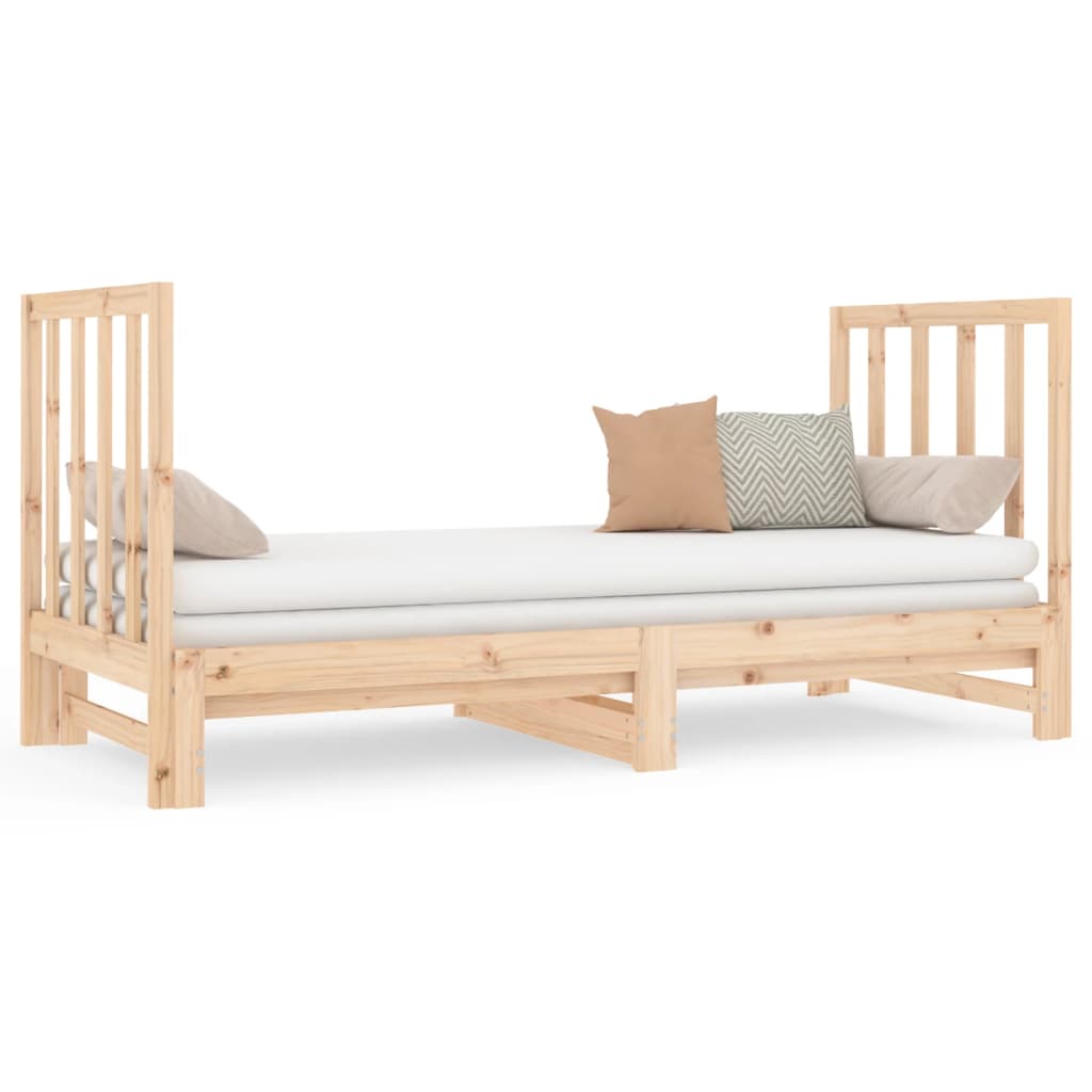 vidaXL Slaapbank uitschuifbaar massief grenenhout 2x(90x190) cm