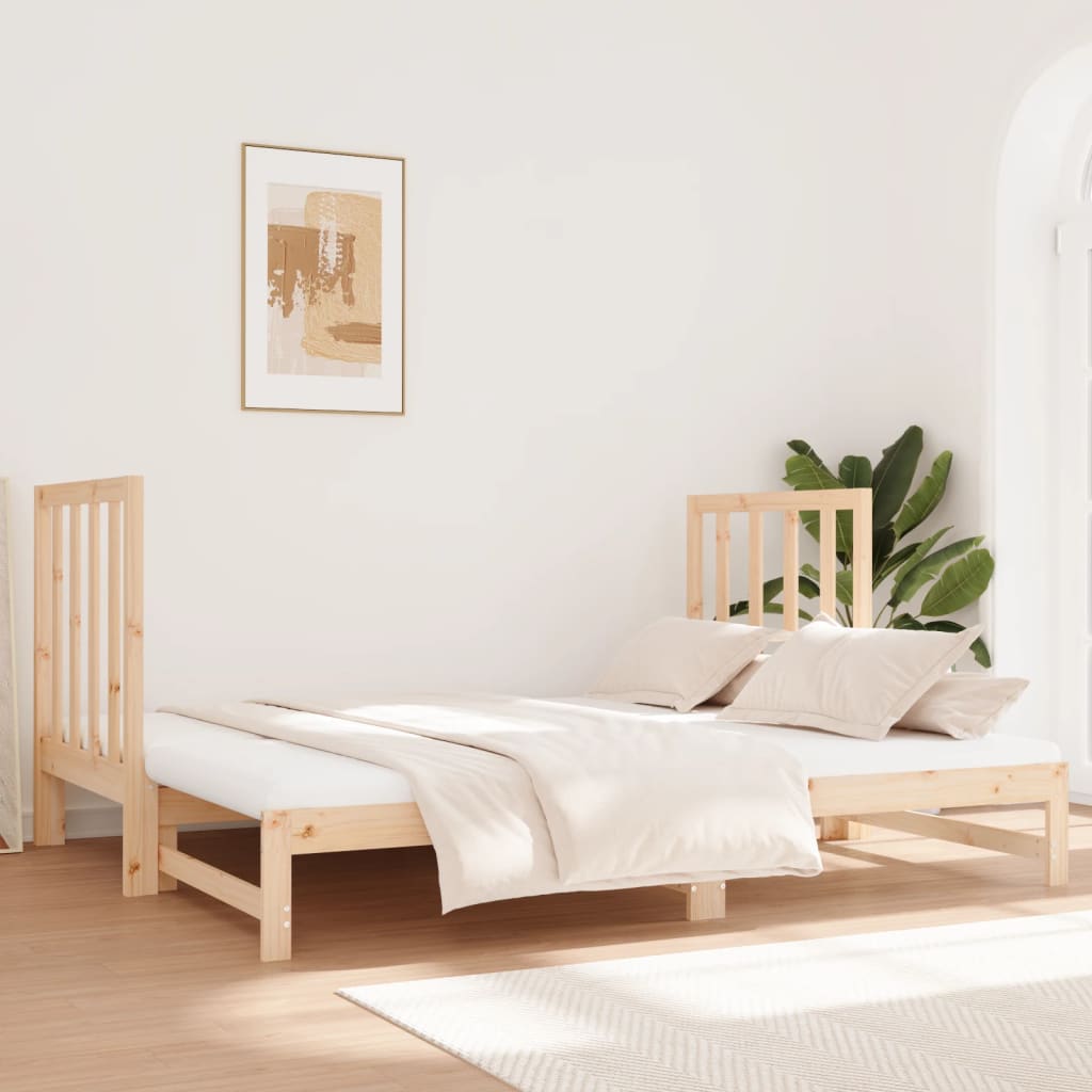 vidaXL Slaapbank uitschuifbaar massief grenenhout 2x(90x190) cm