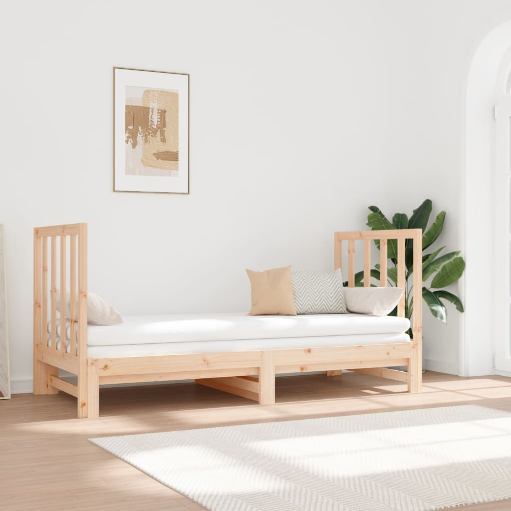 vidaXL Slaapbank uitschuifbaar massief grenenhout 2x(90x190) cm