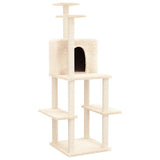 vidaXL Cat Tree with Sisal Scratching Posts 144.5 cm Cream