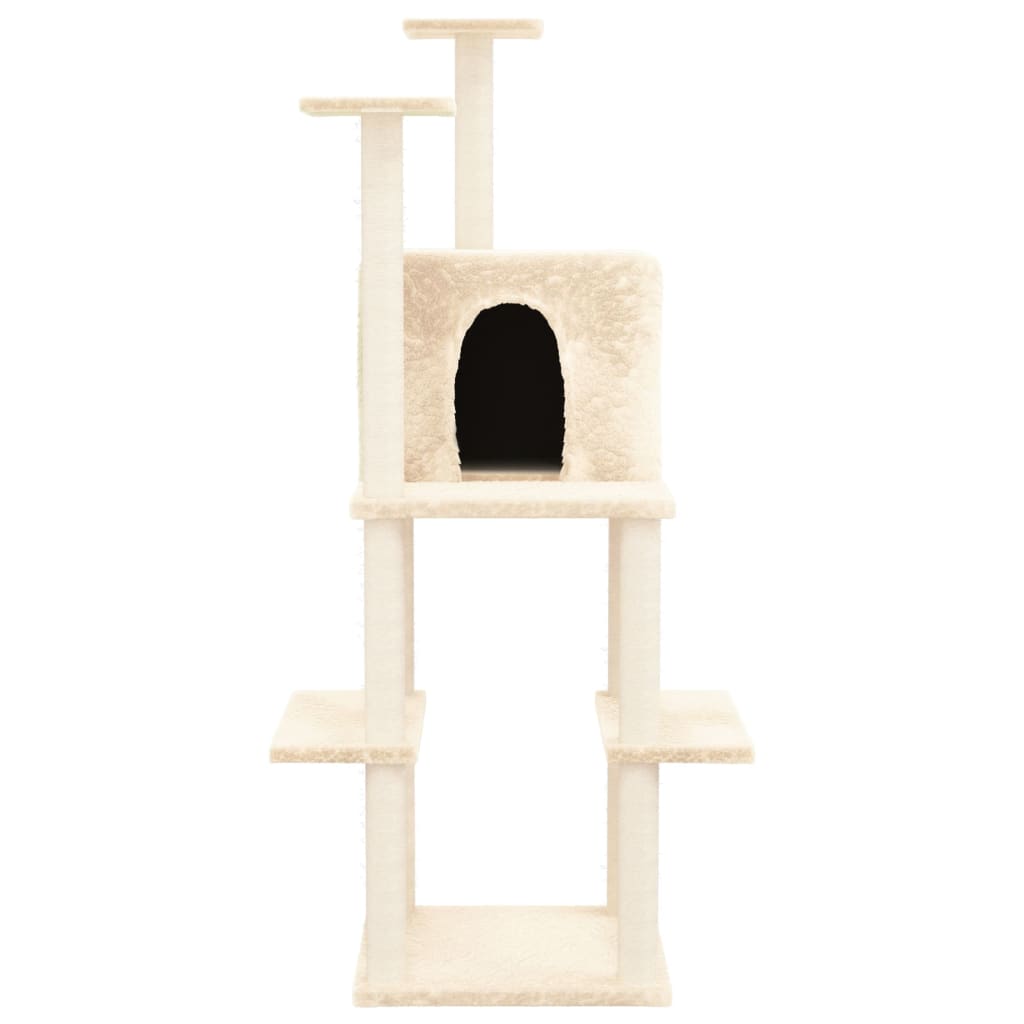 vidaXL Cat Tree with Sisal Scratching Posts 144.5 cm Cream