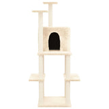 vidaXL Cat Tree with Sisal Scratching Posts 144.5 cm Cream