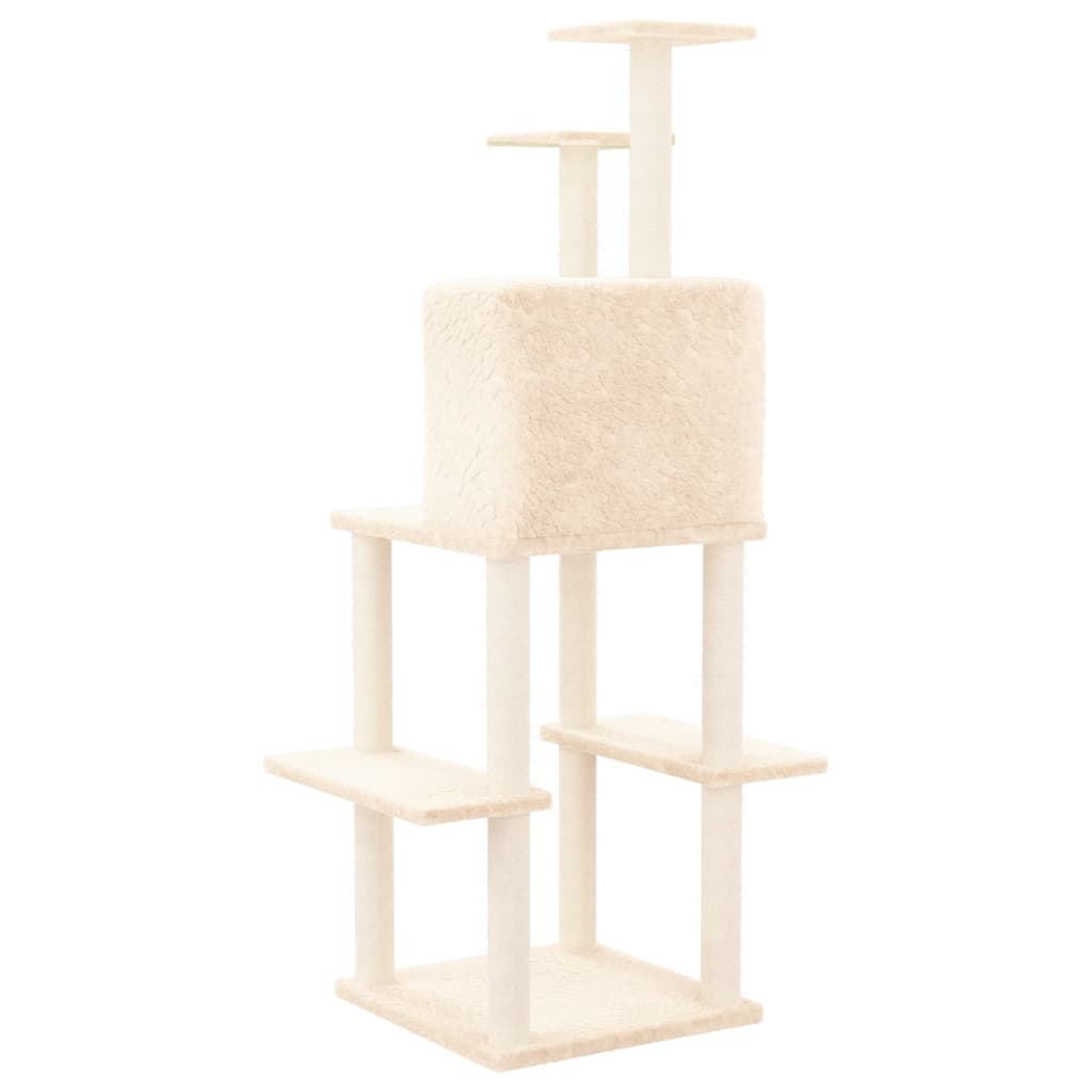 vidaXL Cat Tree with Sisal Scratching Posts 144.5 cm Cream