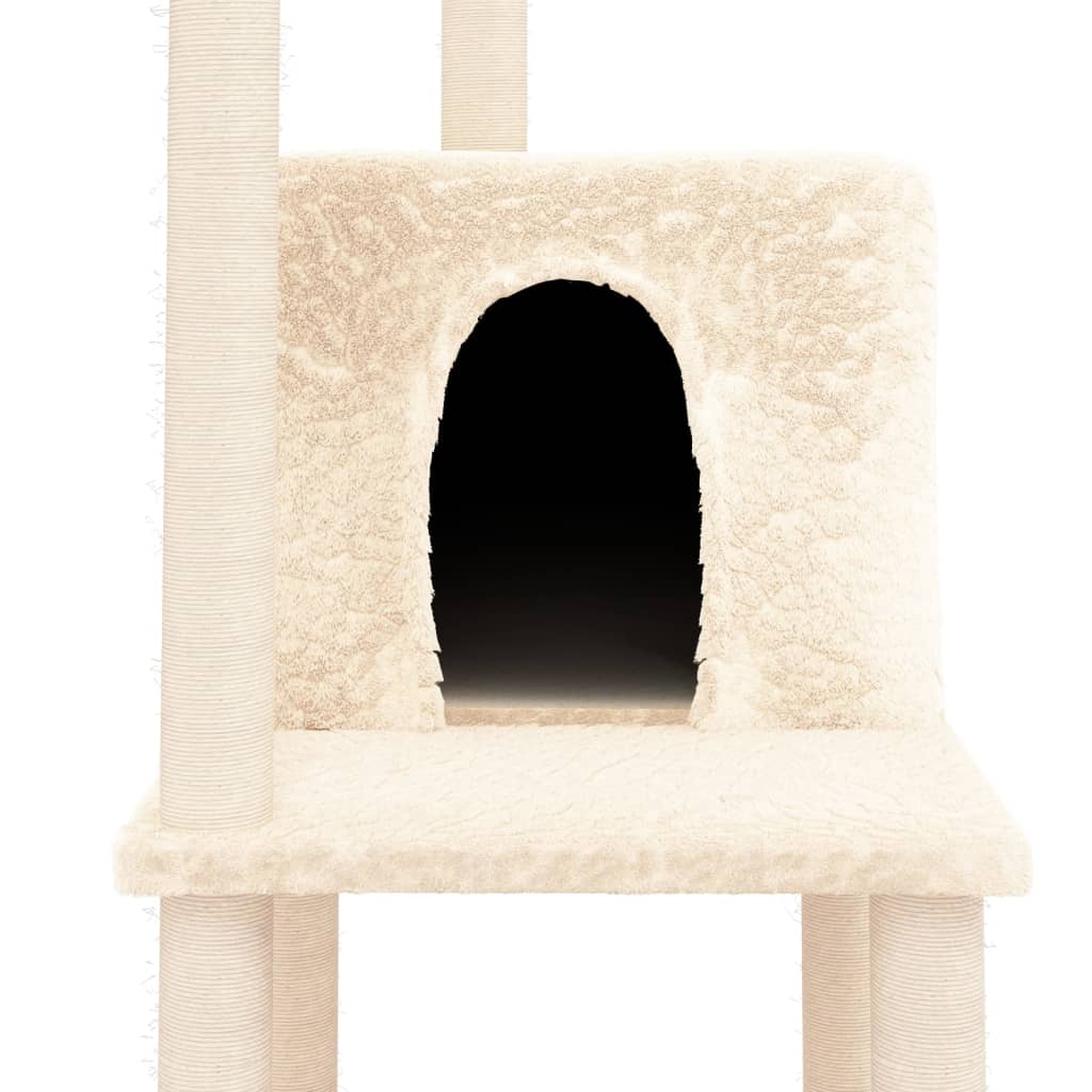vidaXL Cat Tree with Sisal Scratching Posts 144.5 cm Cream