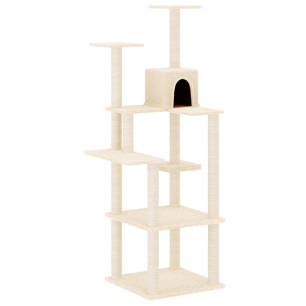 vidaXL Cat Tree with Sisal Scratching Posts 153 cm Cream