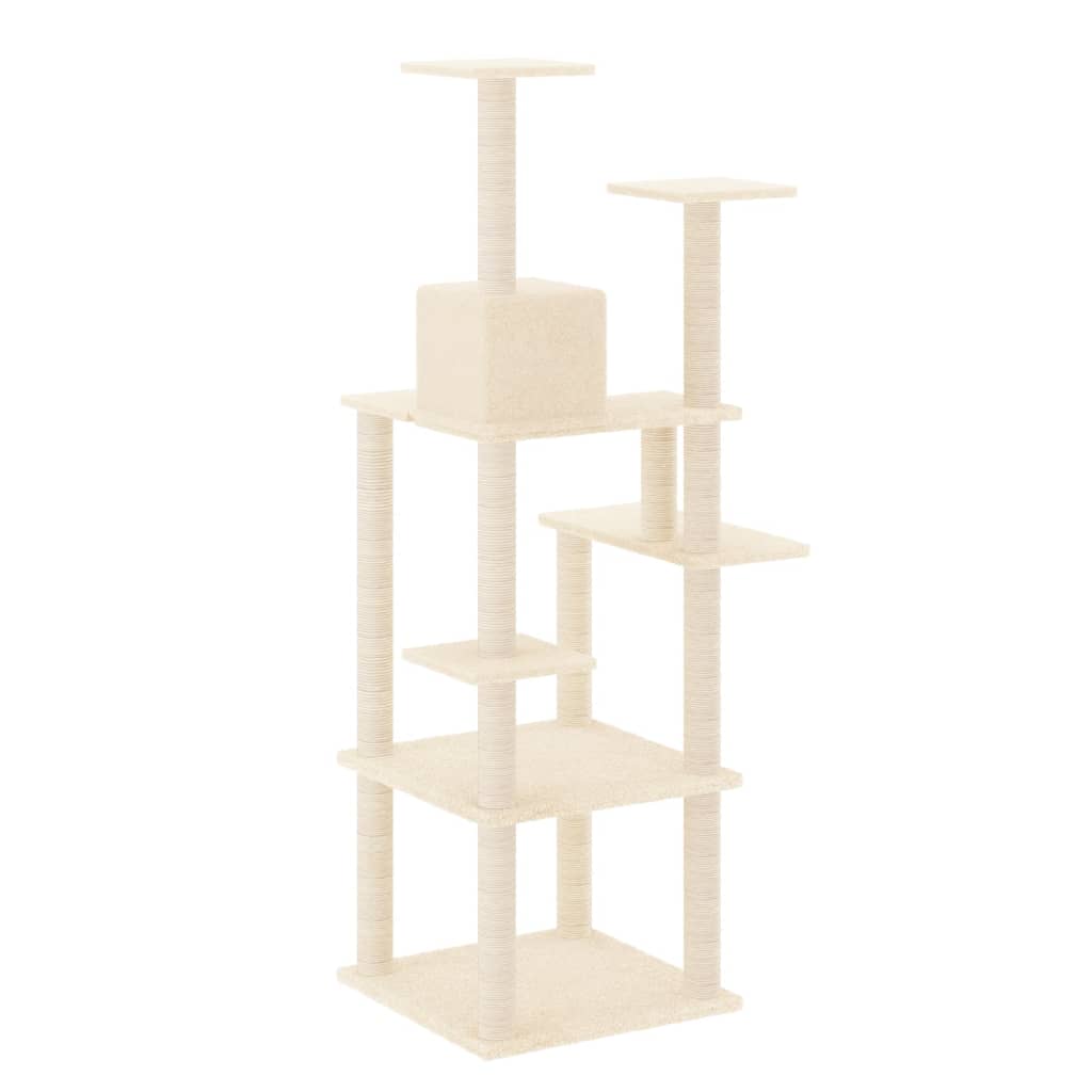 vidaXL Cat Tree with Sisal Scratching Posts 153 cm Cream