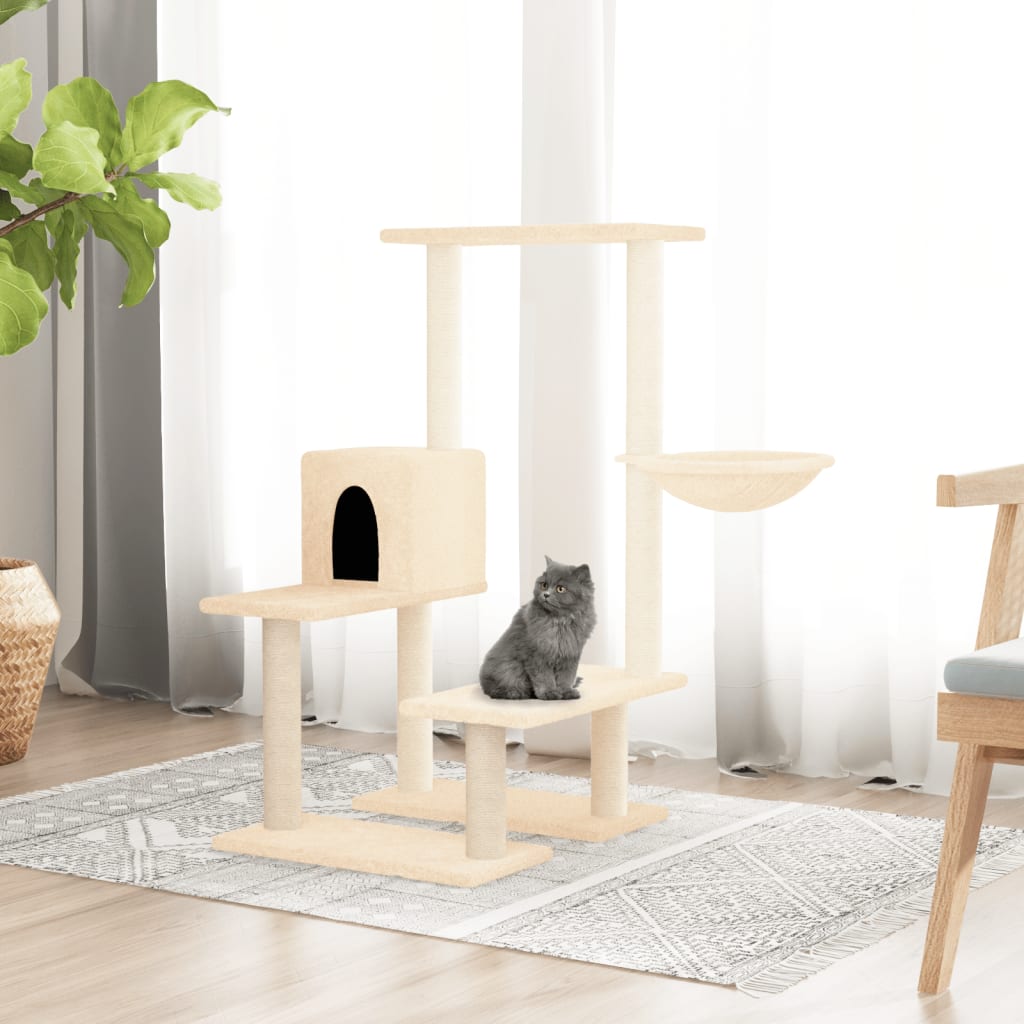 vidaXL Cat Tree with Sisal Scratching Posts 94.5 cm Cream