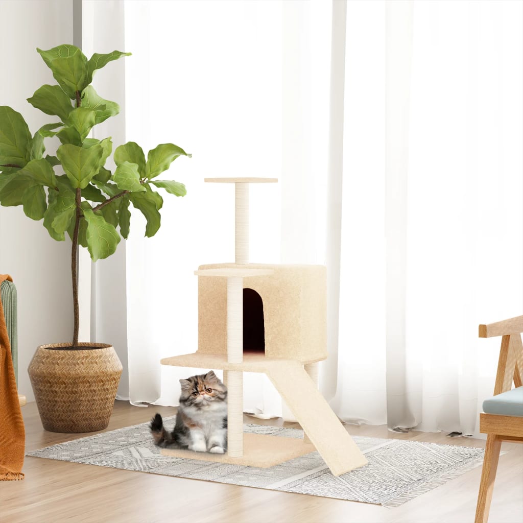 vidaXL Cat Tree with Sisal Scratching Posts 109 cm Cream