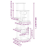 vidaXL Cat Tree with Sisal Scratching Posts 169 cm Cream
